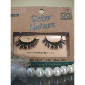 KISS Lashes Sister Nature‎ False Eyelashes 100% Natural Hair Reusable Wispy NEW